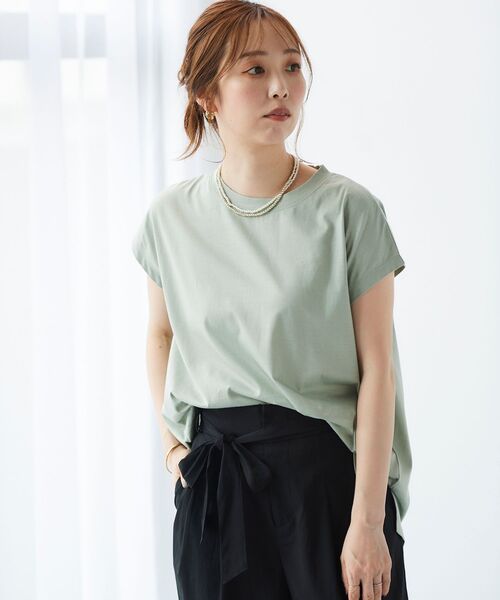 le.coeur blanc（ルクールブラン）の「オーガニックコットンフレンチスリーブTシャツ（Tシャツ/カットソー・レディース・オフホワイト/ダークグレー/ミント/ラベンダー・38）」の22枚目の写真