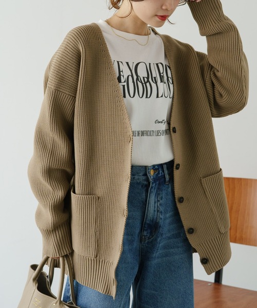 PUAL CE CIN（ピュアルセシン）の「【Du noir】スポンディッシュBIGカーディガン（カーディガン/ボレロ・レディース・グレイッシュベージュ/グレー・FREE）」の4枚目の写真