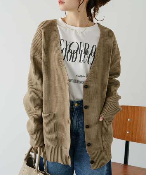 PUAL CE CIN（ピュアルセシン）の「【Du noir】スポンディッシュBIGカーディガン（カーディガン/ボレロ・レディース・グレイッシュベージュ/グレー・FREE）」の3枚目の写真