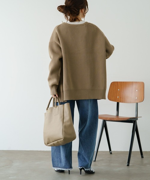 PUAL CE CIN（ピュアルセシン）の「【Du noir】スポンディッシュBIGカーディガン（カーディガン/ボレロ・レディース・グレイッシュベージュ/グレー・FREE）」の7枚目の写真