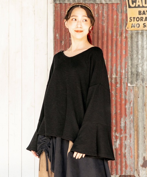 チャイハネ（チャイハネ）の「【チャイハネ】ロロムフレアスリーブトップス（Tシャツ/カットソー・レディース・ブラウン/オフホワイト/ブラック/レッド/ダークグリーン・FREE）」の2枚目の写真