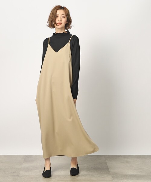 grove(グローブ)の「◆【SETUP可】後ろ姿もそつなく可愛い!フレアーラインキャミワンピース(ワンピース・レディース・ネイビー/ダークグレー/ブラウン系・02/03/05/01/04)」の3枚目の写真