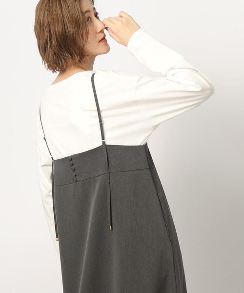 grove(グローブ)の「◆【SETUP可】後ろ姿もそつなく可愛い!フレアーラインキャミワンピース(ワンピース・レディース・ネイビー/ダークグレー/ブラウン系・02/03/05/01/04)」の12枚目の写真