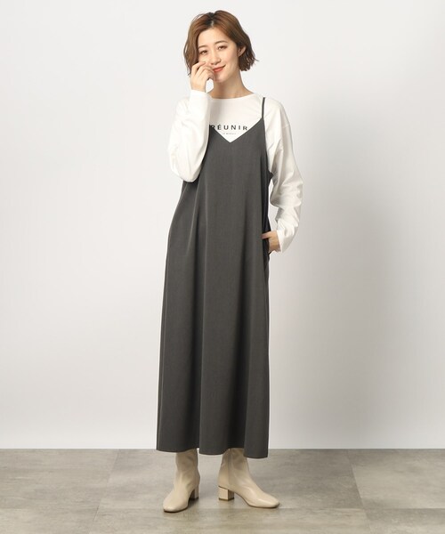grove(グローブ)の「◆【SETUP可】後ろ姿もそつなく可愛い!フレアーラインキャミワンピース(ワンピース・レディース・ネイビー/ダークグレー/ブラウン系・02/03/05/01/04)」の13枚目の写真