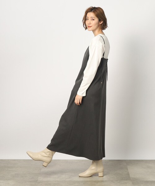 grove(グローブ)の「◆【SETUP可】後ろ姿もそつなく可愛い!フレアーラインキャミワンピース(ワンピース・レディース・ネイビー/ダークグレー/ブラウン系・02/03/05/01/04)」の14枚目の写真