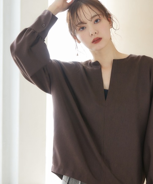 miclat（ミクラ）の「大きいサイズ　キーネックプルオーバー　miclat（Tシャツ/カットソー・レディース・ブラック/ブラウン・3L～4L/L～LL）」の13枚目の写真