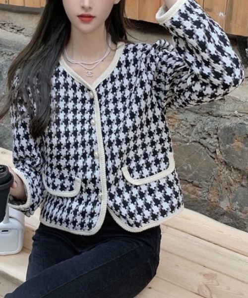 NANEA(ナネア)の「ノーカラーツイードジャケット(ノーカラージャケット・レディース・ホワイト/ブラック・SMALL/LARGE/MEDIUM)」の18枚目の写真