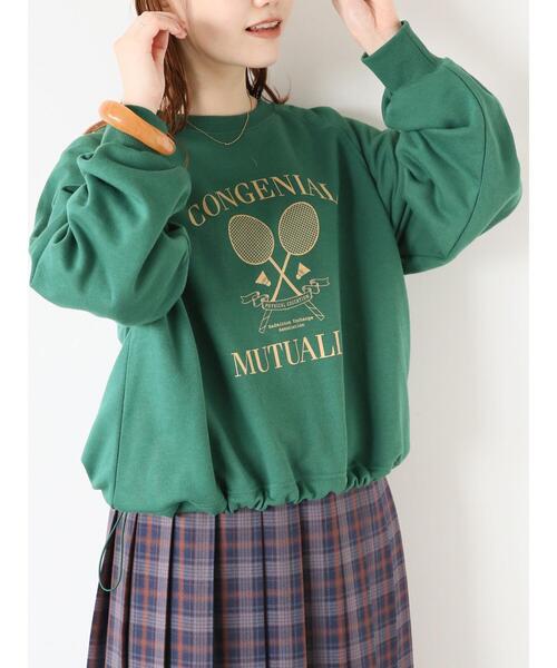 ehka sopo(エヘカソポ)の「裾ドロストスウェット(Tシャツ/カットソー・レディース・グリーン/ピンク/グレー/ネイビー/キナリ/ボルドー・F)」の4枚目の写真