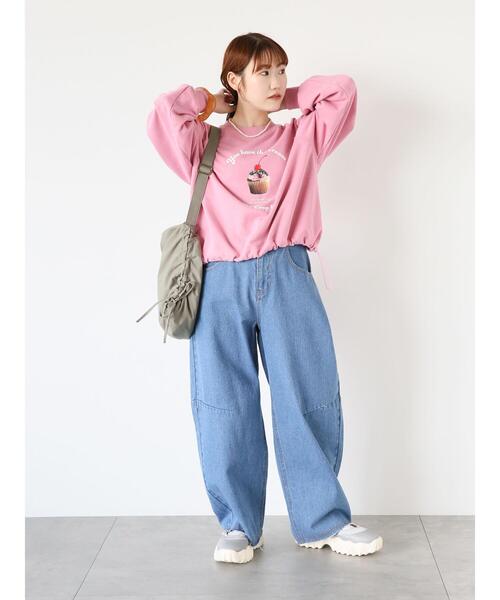 ehka sopo(エヘカソポ)の「裾ドロストスウェット(Tシャツ/カットソー・レディース・グリーン/ピンク/グレー/ネイビー/キナリ/ボルドー・F)」の14枚目の写真