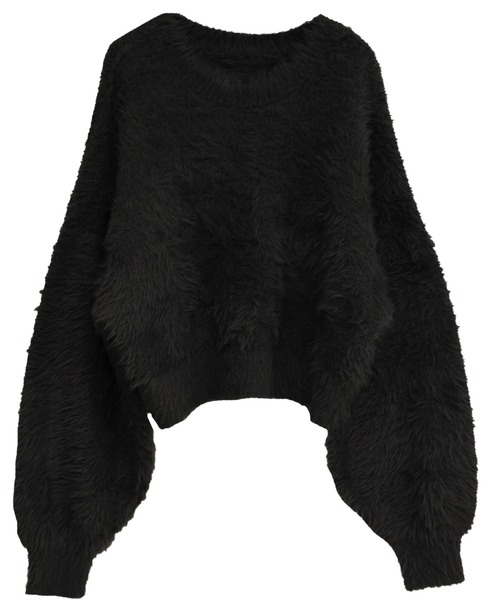 Social GIRL（ソーシャルガール）の「シャギーラウンドニットプルオーバー（ニット/セーター・レディース・チャコールグレー/ブルー/ブラック/アイボリー/パープル/ブラウン/ホワイト×ブラック/サックスブルー/オフホワイト・M）」の4枚目の写真