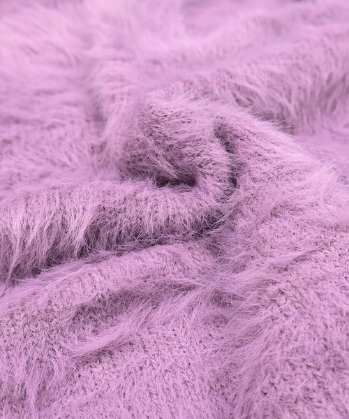 Social GIRL（ソーシャルガール）の「シャギーラウンドニットプルオーバー（ニット/セーター・レディース・チャコールグレー/ブルー/ブラック/アイボリー/パープル/ブラウン/ホワイト×ブラック/サックスブルー/オフホワイト・M）」の15枚目の写真