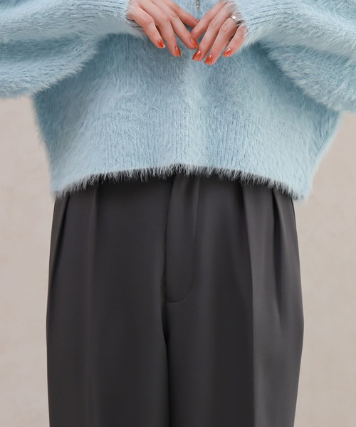 Social GIRL（ソーシャルガール）の「シャギーラウンドニットプルオーバー（ニット/セーター・レディース・チャコールグレー/ブルー/ブラック/アイボリー/パープル/ブラウン/ホワイト×ブラック/サックスブルー/オフホワイト・M）」の13枚目の写真