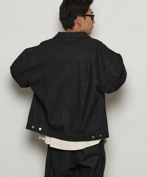 PUBLUX（パブリュクス）の「ワイドビッグデニムジャケット/デニムブルゾン(限定展開)（デニムジャケット・メンズ・ブラック/ブルー・LARGE/MEDIUM/SMALL）」の7枚目の写真