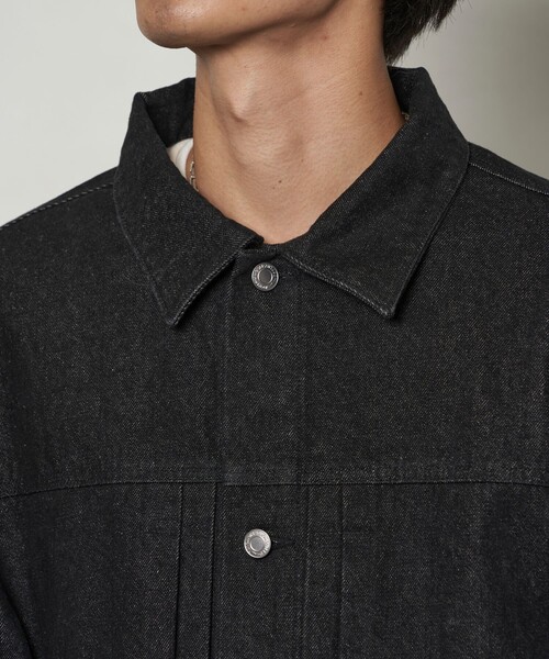 PUBLUX（パブリュクス）の「ワイドビッグデニムジャケット/デニムブルゾン(限定展開)（デニムジャケット・メンズ・ブラック/ブルー・LARGE/MEDIUM/SMALL）」の12枚目の写真