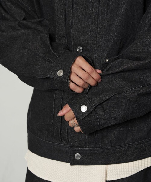 PUBLUX（パブリュクス）の「ワイドビッグデニムジャケット/デニムブルゾン(限定展開)（デニムジャケット・メンズ・ブラック/ブルー・LARGE/MEDIUM/SMALL）」の14枚目の写真