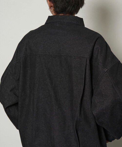 PUBLUX（パブリュクス）の「ワイドビッグデニムジャケット/デニムブルゾン(限定展開)（デニムジャケット・メンズ・ブラック/ブルー・LARGE/MEDIUM/SMALL）」の18枚目の写真