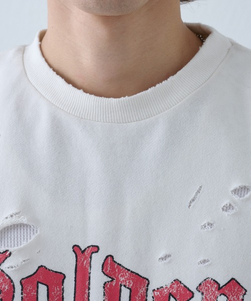 COLONY 2139（コロニートゥーワンスリーナイン）の「ピグメントダメージ裏毛クルー（GS）（スウェット・メンズ・アイボリー/レッド/ブラック・LARGE/MEDIUM）」の14枚目の写真