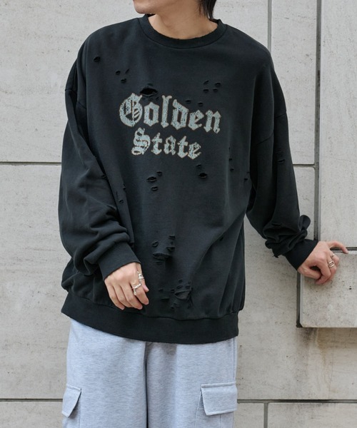 COLONY 2139（コロニートゥーワンスリーナイン）の「ピグメントダメージ裏毛クルー（GS）（スウェット・メンズ・アイボリー/レッド/ブラック・LARGE/MEDIUM）」の19枚目の写真