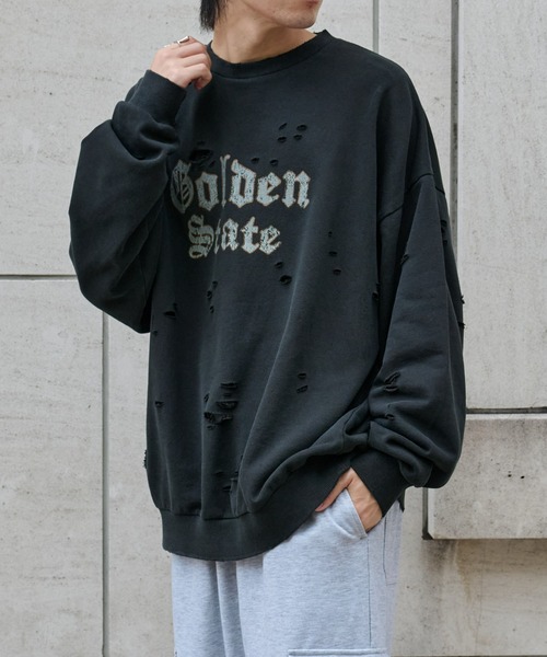 COLONY 2139（コロニートゥーワンスリーナイン）の「ピグメントダメージ裏毛クルー（GS）（スウェット・メンズ・アイボリー/レッド/ブラック・LARGE/MEDIUM）」の21枚目の写真