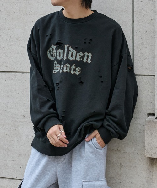 COLONY 2139（コロニートゥーワンスリーナイン）の「ピグメントダメージ裏毛クルー（GS）（スウェット・メンズ・アイボリー/レッド/ブラック・LARGE/MEDIUM）」の22枚目の写真