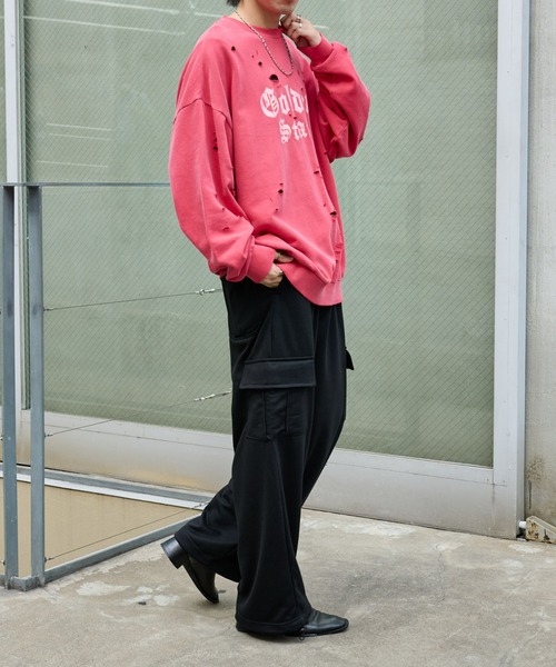 COLONY 2139（コロニートゥーワンスリーナイン）の「ピグメントダメージ裏毛クルー（GS）（スウェット・メンズ・アイボリー/レッド/ブラック・LARGE/MEDIUM）」の9枚目の写真