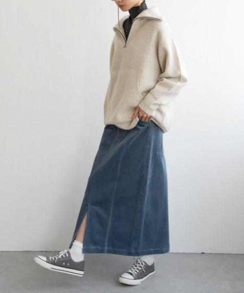 LBC(エルビーシー)の「コーデュロイIラインスカート(スカート・レディース・チャコールグレー/オフホワイト/ブルー/ダークオリーブ・M/L)」の8枚目の写真