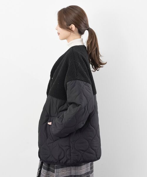 rps(アールピーエス)の「ボア切替キルトジャケット(ノーカラージャケット・レディース・ブラック/アイボリー/カーキ・フリー)」の20枚目の写真