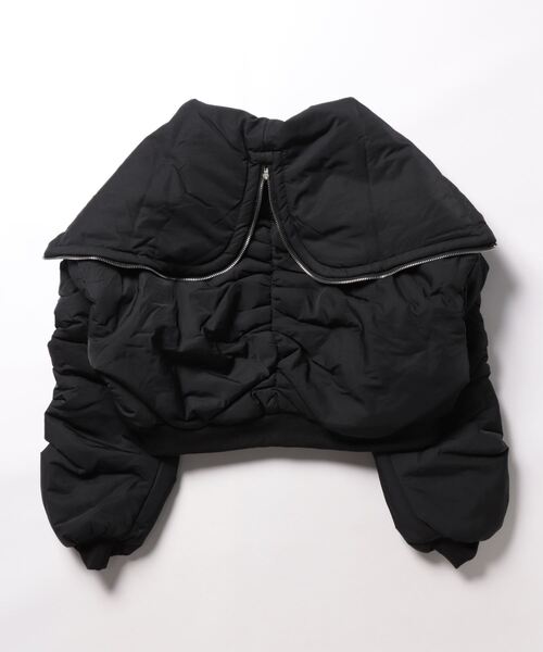 ULEULA（ウルア）の「シャーリング中綿ショートブルゾン（ブルゾン・レディース・カーキ/ブラック・FREE）」の7枚目の写真