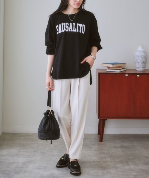 nissen（ニッセン）の「【褒められシルエット】テーパードパンツ（スラックス・レディース・オフホワイト/サックスブルー/グリーン/パープル/ブラック/イエロー/ピンク・M/L/LL/S）」の13枚目の写真