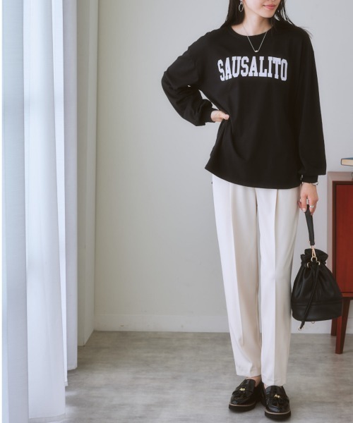 nissen（ニッセン）の「【褒められシルエット】テーパードパンツ（スラックス・レディース・オフホワイト/サックスブルー/グリーン/パープル/ブラック/イエロー/ピンク・M/L/LL/S）」の15枚目の写真