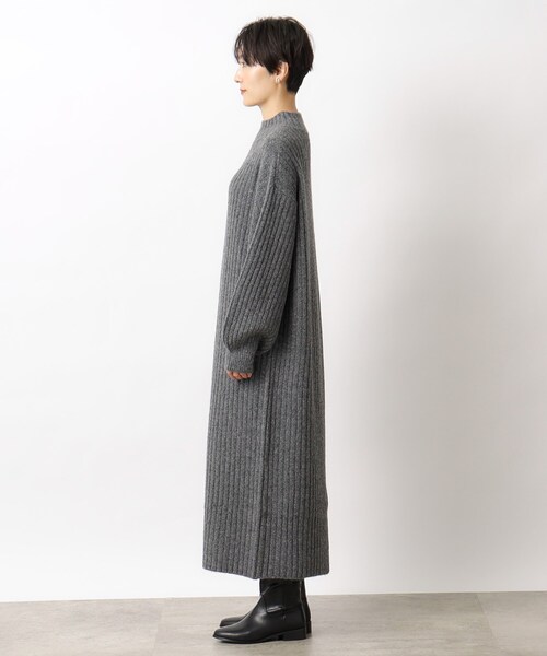 OPAQUE.CLIP（オペークドットクリップ）の「◆ハイネックワイドリブニットワンピース/マキシ丈【洗濯機洗い可】（ワンピース・レディース・オレンジ/ダークグレー/ナチュラル・36/38/40/42）」の4枚目の写真