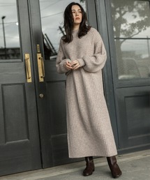 OPAQUE.CLIP | ハイネックワイドリブニットワンピース/マキシ丈【洗濯機洗い可】(ワンピース)