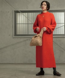 OPAQUE.CLIP | ハイネックワイドリブニットワンピース/マキシ丈【洗濯機洗い可】(ワンピース)