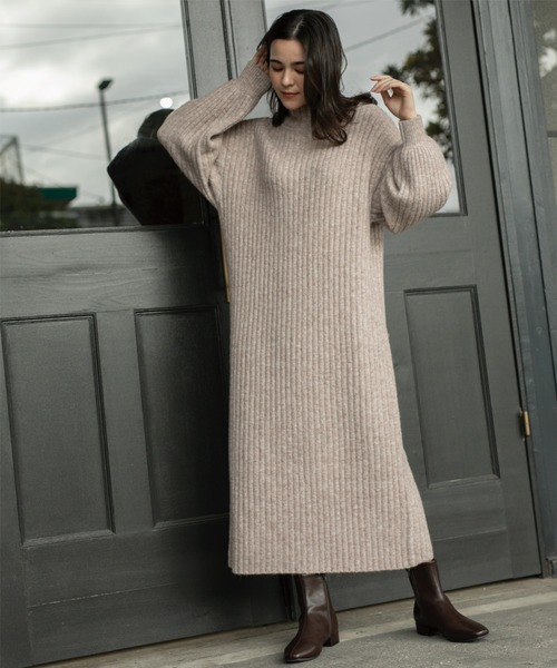 OPAQUE.CLIP（オペークドットクリップ）の「◆ハイネックワイドリブニットワンピース/マキシ丈【洗濯機洗い可】（ワンピース・レディース・オレンジ/ダークグレー/ナチュラル・36/38/40/42）」の10枚目の写真