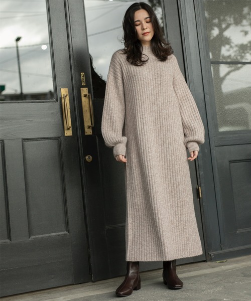 OPAQUE.CLIP（オペークドットクリップ）の「◆ハイネックワイドリブニットワンピース/マキシ丈【洗濯機洗い可】（ワンピース・レディース・オレンジ/ダークグレー/ナチュラル・36/38/40/42）」の11枚目の写真