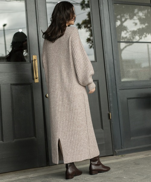 OPAQUE.CLIP（オペークドットクリップ）の「◆ハイネックワイドリブニットワンピース/マキシ丈【洗濯機洗い可】（ワンピース・レディース・オレンジ/ダークグレー/ナチュラル・36/38/40/42）」の13枚目の写真
