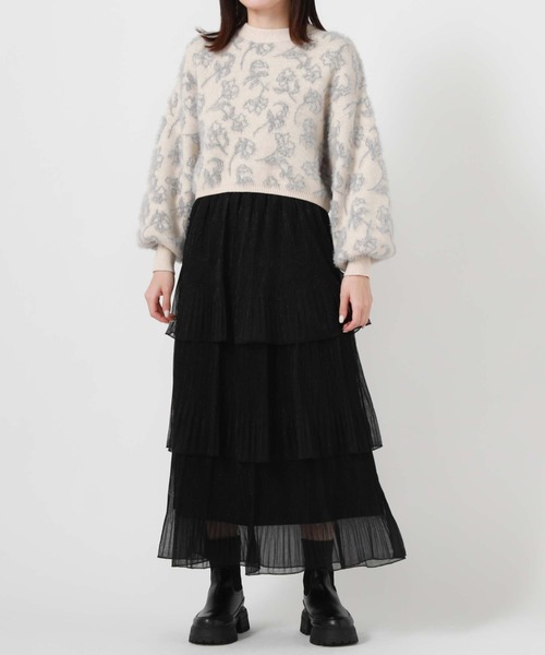 archives（アルシーヴ）の「ラメチュールプリーツティアードスカート（スカート・レディース・シルバーグレー/チャコールグレー/ブラック・MEDIUM）」の8枚目の写真