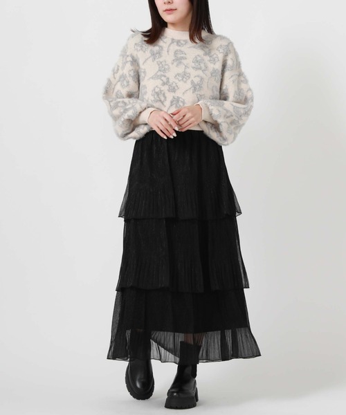 archives（アルシーヴ）の「ラメチュールプリーツティアードスカート（スカート・レディース・シルバーグレー/チャコールグレー/ブラック・MEDIUM）」の9枚目の写真