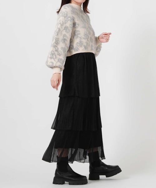 archives（アルシーヴ）の「ラメチュールプリーツティアードスカート（スカート・レディース・シルバーグレー/チャコールグレー/ブラック・MEDIUM）」の12枚目の写真