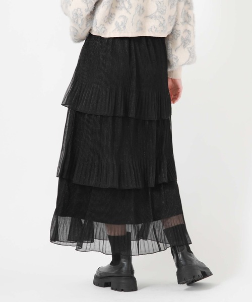 archives（アルシーヴ）の「ラメチュールプリーツティアードスカート（スカート・レディース・シルバーグレー/チャコールグレー/ブラック・MEDIUM）」の5枚目の写真