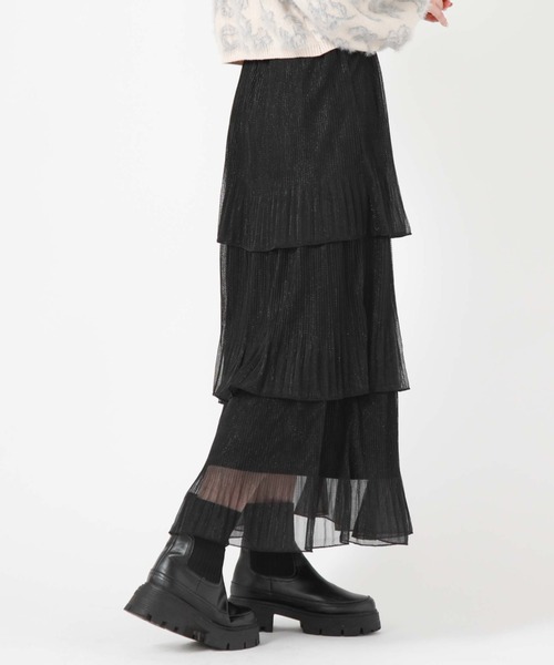 archives（アルシーヴ）の「ラメチュールプリーツティアードスカート（スカート・レディース・シルバーグレー/チャコールグレー/ブラック・MEDIUM）」の7枚目の写真