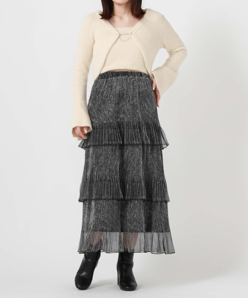 archives（アルシーヴ）の「ラメチュールプリーツティアードスカート（スカート・レディース・シルバーグレー/チャコールグレー/ブラック・MEDIUM）」の18枚目の写真