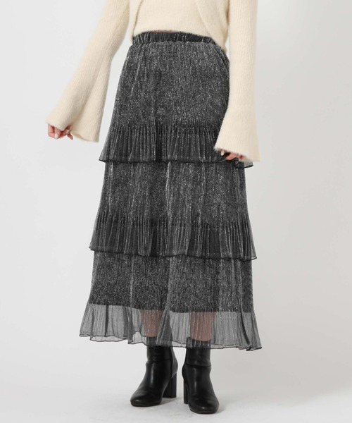 archives（アルシーヴ）の「ラメチュールプリーツティアードスカート（スカート・レディース・シルバーグレー/チャコールグレー/ブラック・MEDIUM）」の13枚目の写真