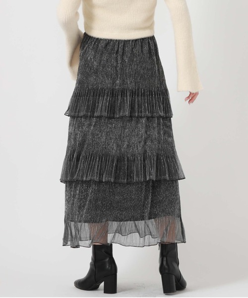 archives（アルシーヴ）の「ラメチュールプリーツティアードスカート（スカート・レディース・シルバーグレー/チャコールグレー/ブラック・MEDIUM）」の15枚目の写真