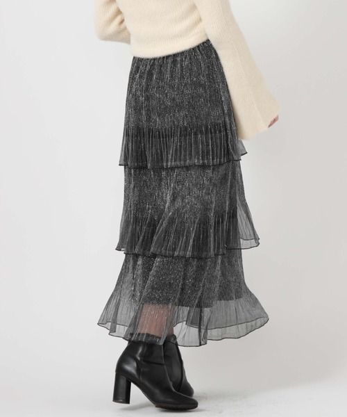 archives（アルシーヴ）の「ラメチュールプリーツティアードスカート（スカート・レディース・シルバーグレー/チャコールグレー/ブラック・MEDIUM）」の16枚目の写真