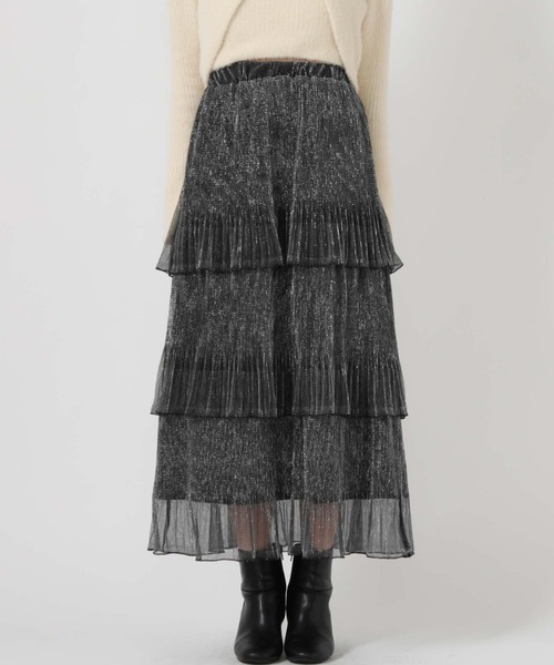 archives（アルシーヴ）の「ラメチュールプリーツティアードスカート（スカート・レディース・シルバーグレー/チャコールグレー/ブラック・MEDIUM）」の22枚目の写真