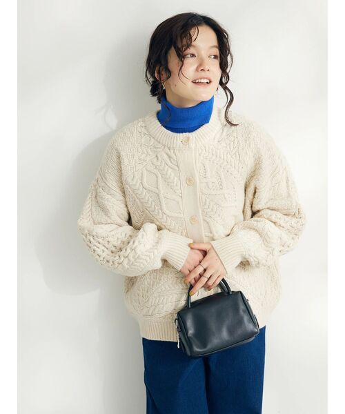 CRAFT STANDARD BOUTIQUE（クラフトスタンダードブティック）の「ケーブルパッチワークカーデイガン（カーディガン/ボレロ・レディース・レッド/ネイビー/ライトベージュ・FREE）」の15枚目の写真