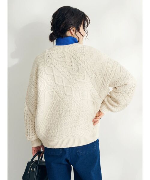 CRAFT STANDARD BOUTIQUE（クラフトスタンダードブティック）の「ケーブルパッチワークカーデイガン（カーディガン/ボレロ・レディース・レッド/ネイビー/ライトベージュ・FREE）」の17枚目の写真