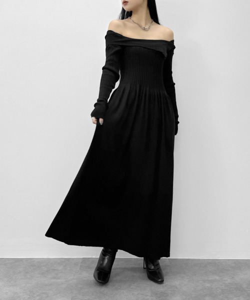 LVEU.(ラブユ.)の「【LVEU.】リブニットフレアワンピース / ワンピース リブ ニット フレア Uネック ストレッチ ブラック(ワンピース・レディース・ブラック・FREE)」の1枚目の写真