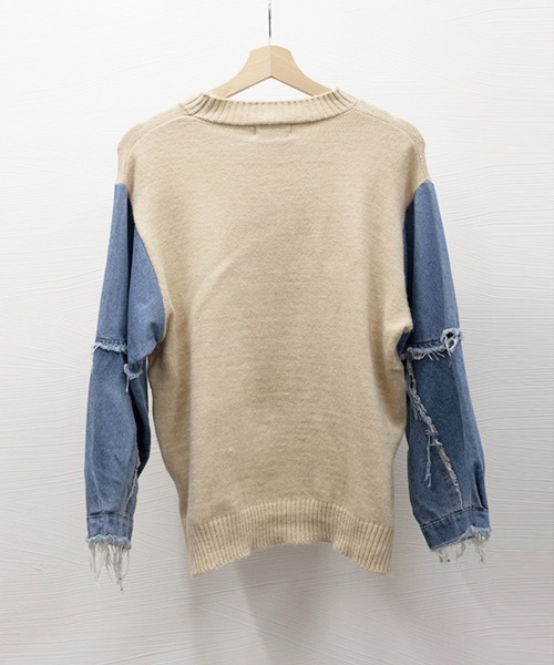 Miniministore(ミニミニストア)の「ドッキングニット デニムシャツ 切り替え(Tシャツ/カットソー・レディース・グリーン/ベージュ/ブラック/オフホワイト/ネイビー・フリー)」の20枚目の写真